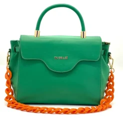Borsa a mano donna “Dubeliè” Mirella Collezione Primavera/Estate 2025 con doppia tracolla – Verde/Fucsia