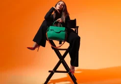 Borsa a mano donna “Dubeliè” Mirella Collezione Primavera/Estate 2025 con doppia tracolla – Verde/Fucsia