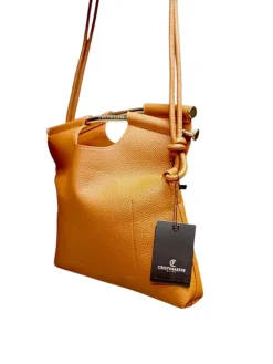Borsa A Mano e a Tracolla donna “CristinaEffe” 4166 Collezione Primavera/Estate 2025 – Cuoio/ Nero / Panna