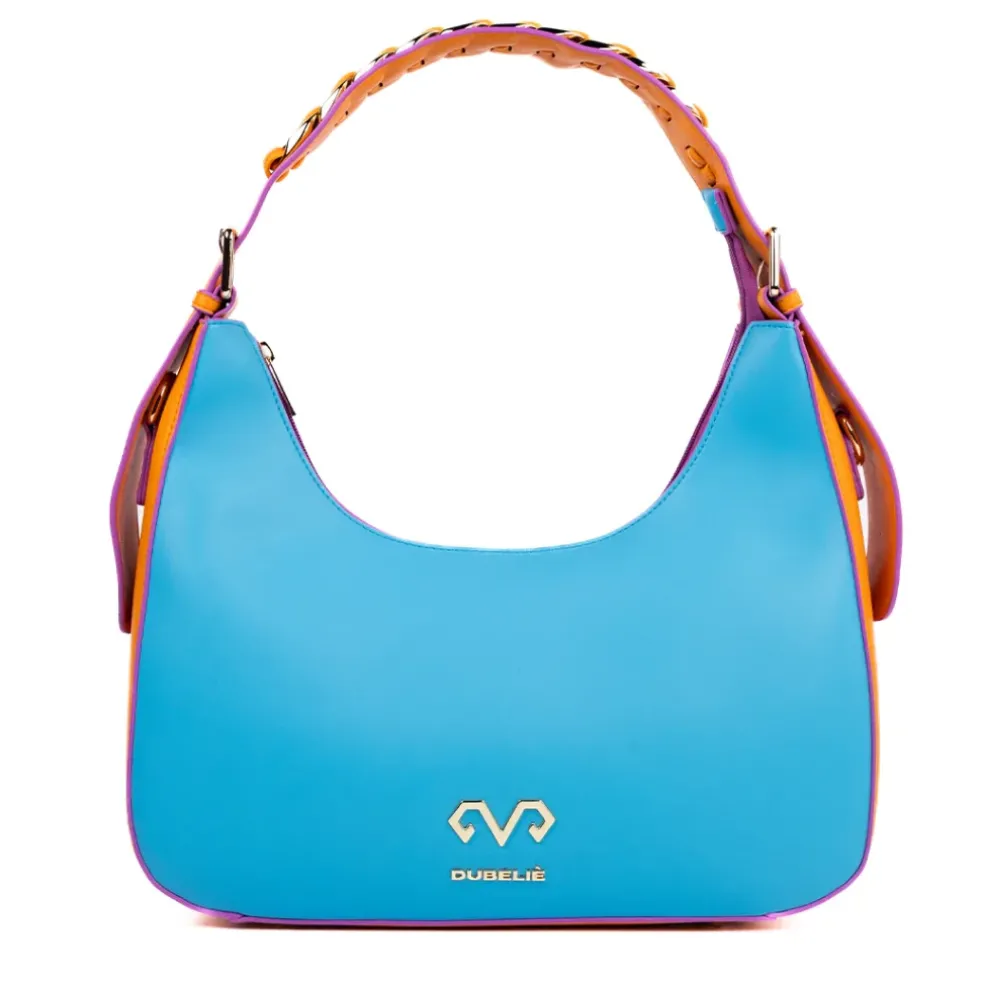 Borsa a spalla donna “Dubeliè” Livia Collezione Primavera/Estate 2025 con tracolla – Turchese/Pesca/Verde
