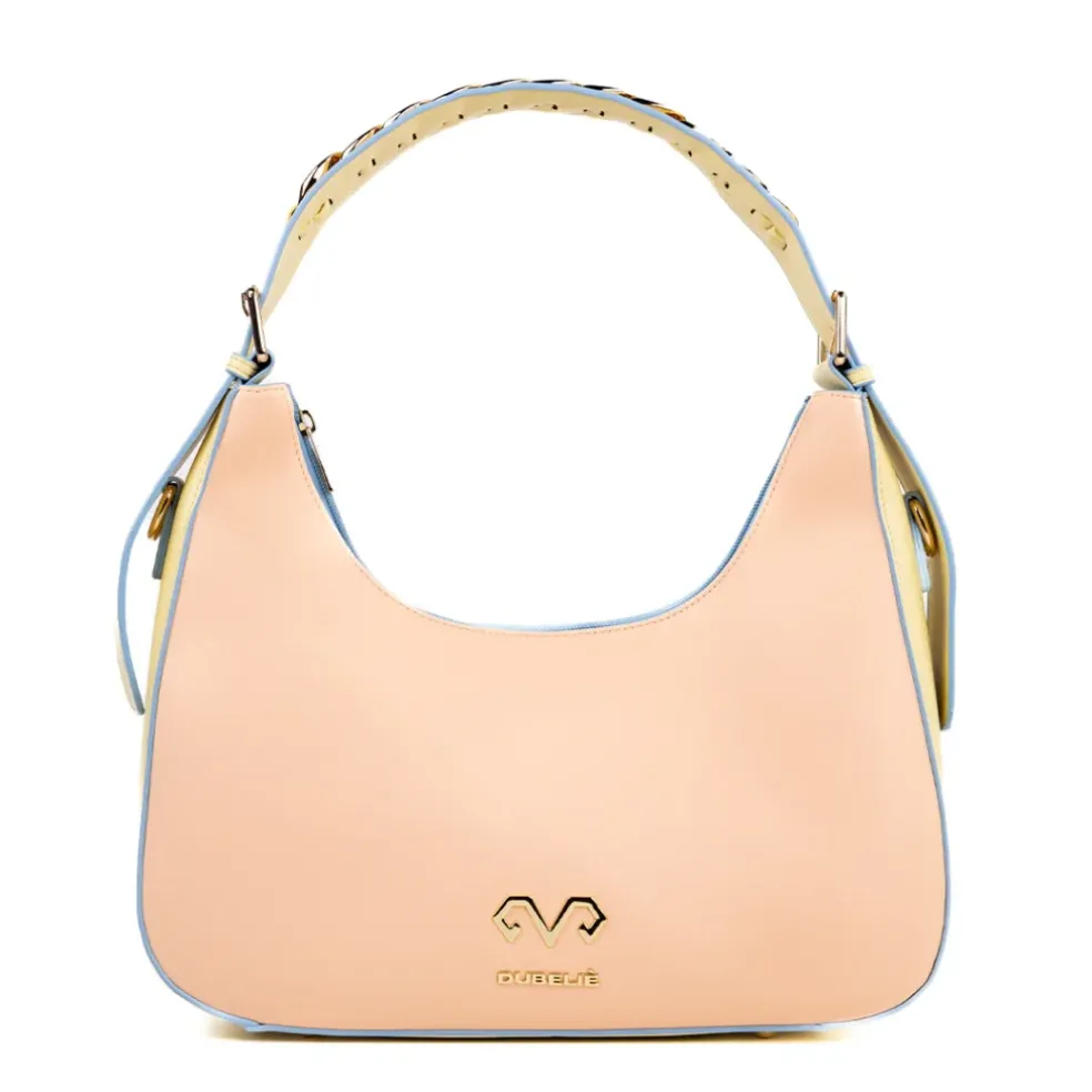 Borsa a spalla donna “Dubeliè” Livia Collezione Primavera/Estate 2025 con tracolla – Turchese/Pesca/Verde