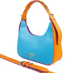 Borsa a spalla donna “Dubeliè” Livia Collezione Primavera/Estate 2025 con tracolla – Turchese/Pesca/Verde