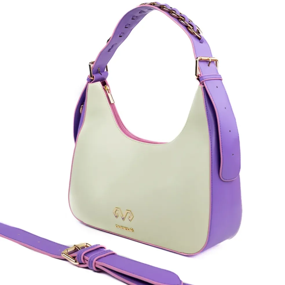 Borsa a spalla donna “Dubeliè” Livia Collezione Primavera/Estate 2025 con tracolla – Turchese/Pesca/Verde