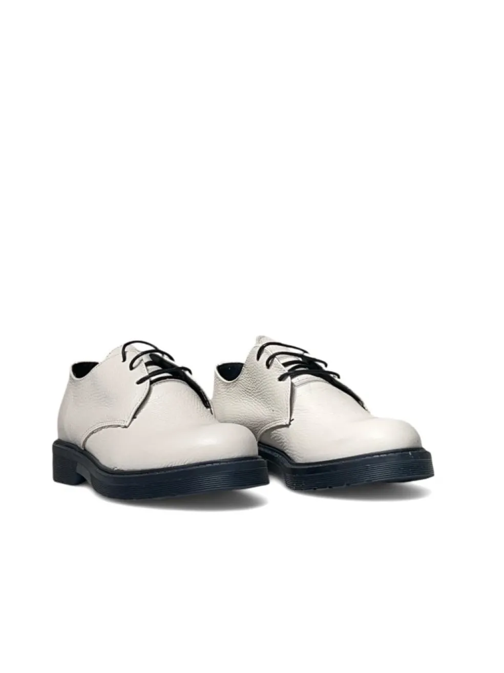 Mocassini donna “Simone Parisi Milano” DERBY Collezione Autunno/Inverno 2024/2025 Martellato – Bianco/Beige