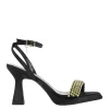 Sandali donna “Manufacture Dessai” VO599 Collezione Primavera/Estate 2025 – Nero e giallo/Nero e argento