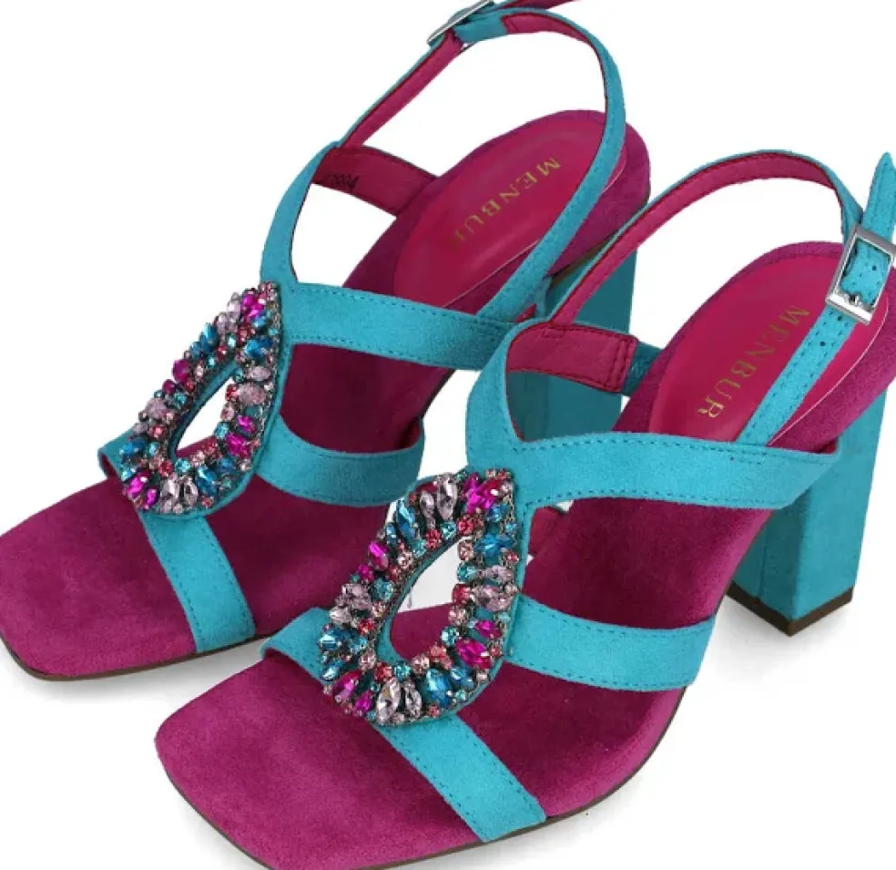 Sandali donna “Menbur” 23994 Collezione Primavera/Estate 2025 – Turchese e Fucsia