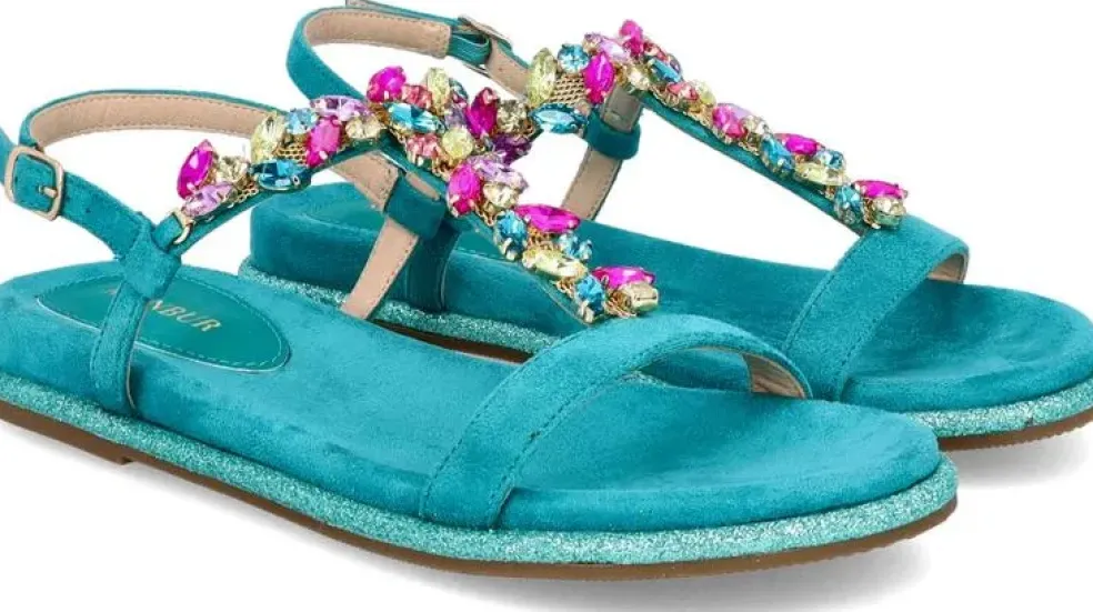Sandali donna “Menbur” 24135 Collezione Primavera /Estate 2025 – Turchese/Nude/Fucsia