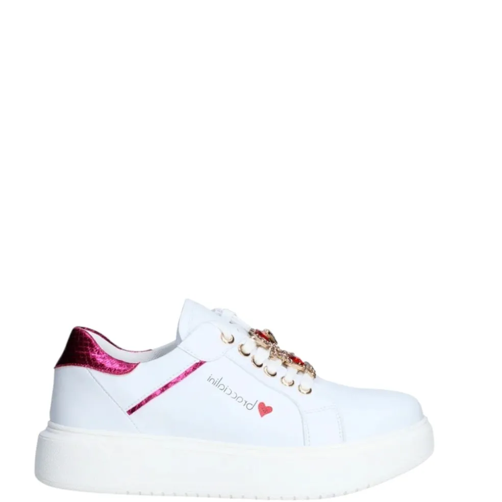 Sneakers donna “Braccialini” BB103 Collezione Primavera/Estate 2025 – Bianco e Fucsia