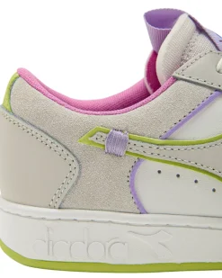 Sneakers donna “Diadora” Magic Basket Low Label Wn Collezione Primavera/Estate 2025 – Grigio Daiquiri Bianco Rosa Lilla