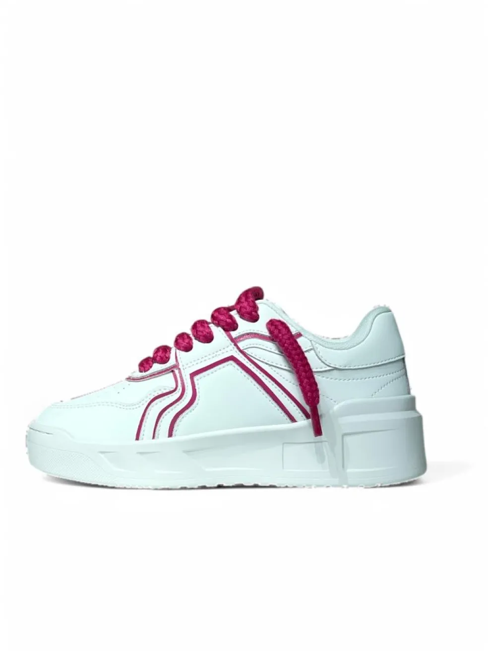 Sneakers donna “Gaelle Paris” GACAW00051 Collezione Primavera/Estate 2025 – Bianco e fucsia fluo