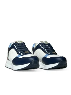 Sneakers donna “Laura Biagiotti” 8404 Collezione Primavera/Estate 2025 – Beige/Bianco e blu