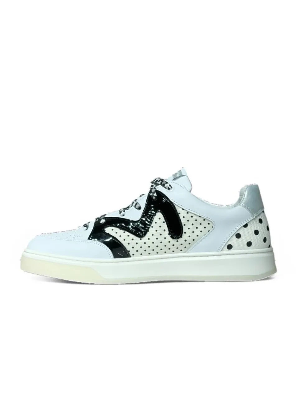 Sneakers donna “Manila Grace” 60142 Collezione Primavera/Estate 2025 – Bianco nero e argento/Bianco beige e platino