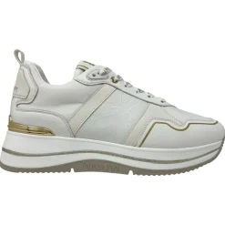 Sneakers donna “Patrizia Pepe” PPJ270 Collezione Primavera /Estate 2025 – Bianco e oro/beige e oro