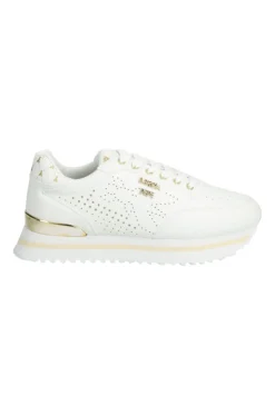 Sneakers donna “Patrizia Pepe” PPJ265 Collezione Primavera /Estate 2025 – Bianco e argento/Bianco e oro