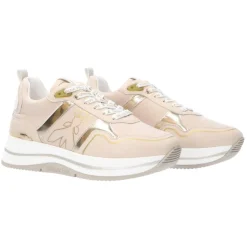 Sneakers donna “Patrizia Pepe” PPJ270 Collezione Primavera /Estate 2025 – Bianco e oro/beige e oro