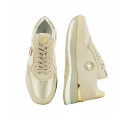 Sneakers donna “Patrizia Pepe” PPJ268 Collezione Primavera /Estate 2025 – Bianco e argento/Platino e beige