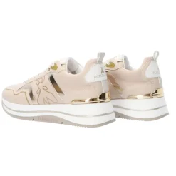 Sneakers donna “Patrizia Pepe” PPJ270 Collezione Primavera /Estate 2025 – Bianco e oro/beige e oro