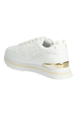 Sneakers donna “Patrizia Pepe” PPJ265 Collezione Primavera /Estate 2025 – Bianco e argento/Bianco e oro