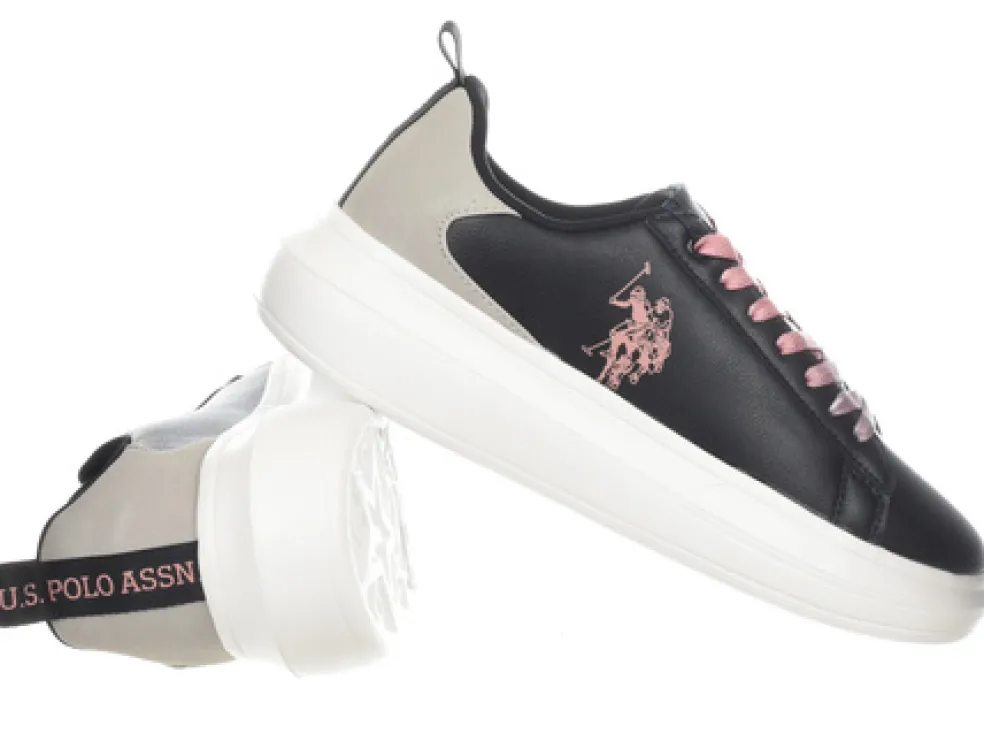 Sneakers donna “U.S. POLO” HELIS026-BLK-PIN04 Collezione Primavera/Estate 2025 – Nero e rosa