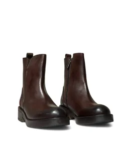 Stivaletti donna “Exton” AE84 vitello Collezione Autunno/Inverno 2024/2025 – Marrone/Nero